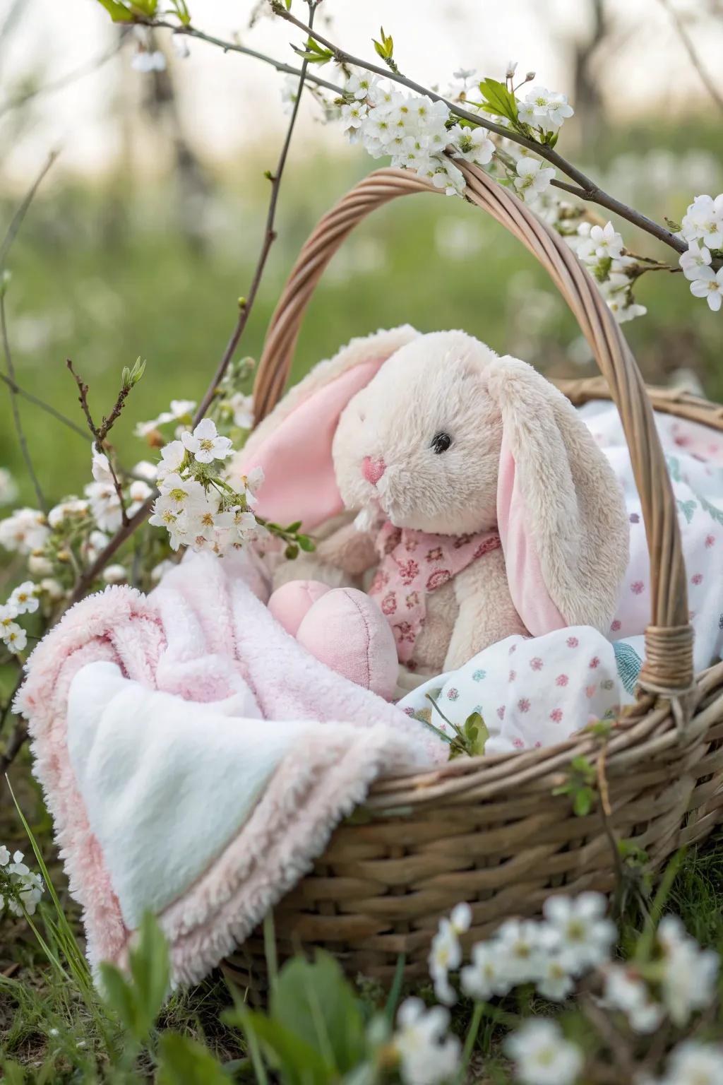 A cozy bunny waiting to become a baby's best friend.