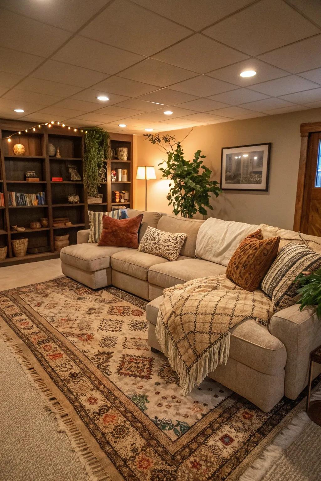 A cozy basement living area perfect for family gatherings.