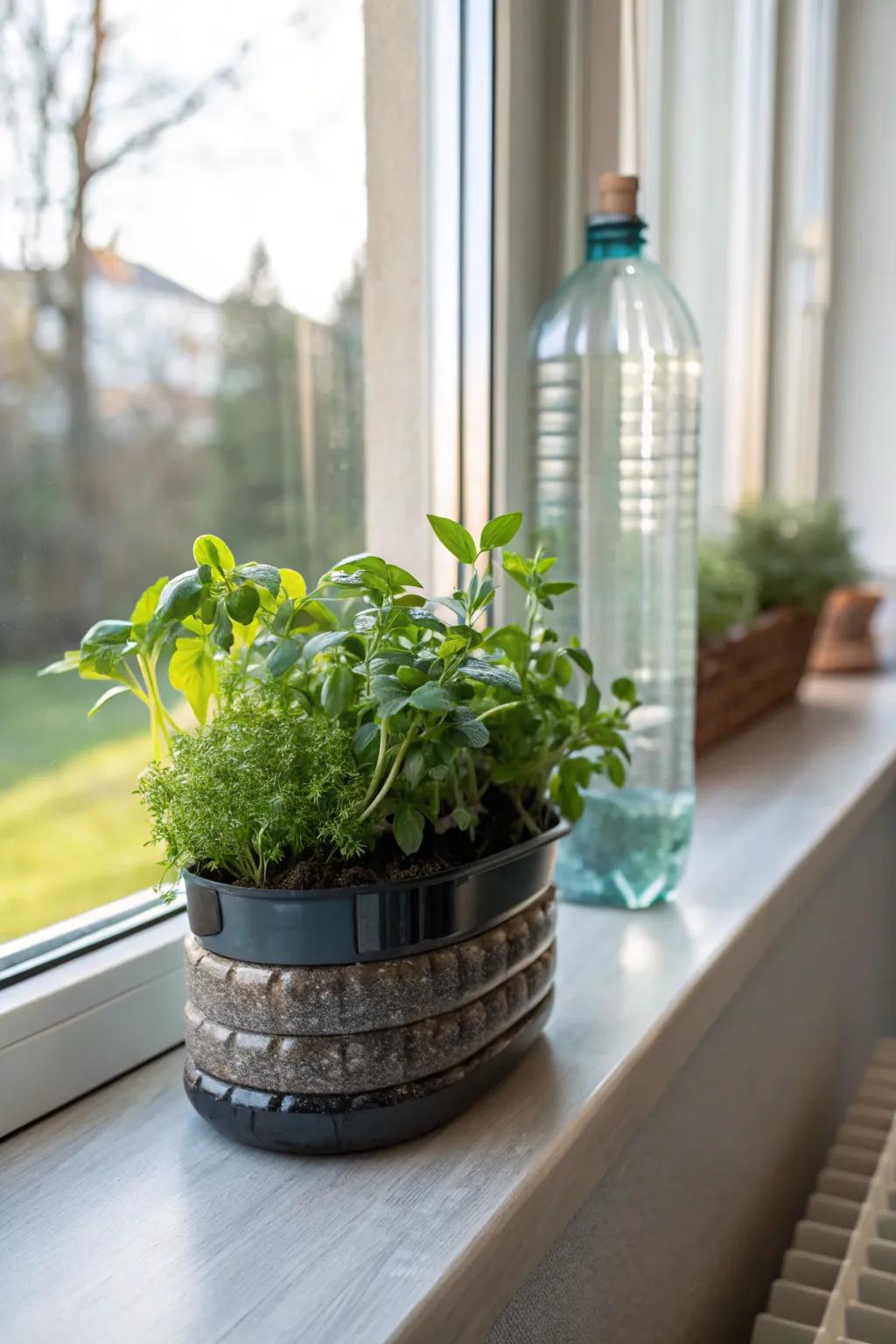 Transform plastic bottles into delightful planters for a touch of nature.