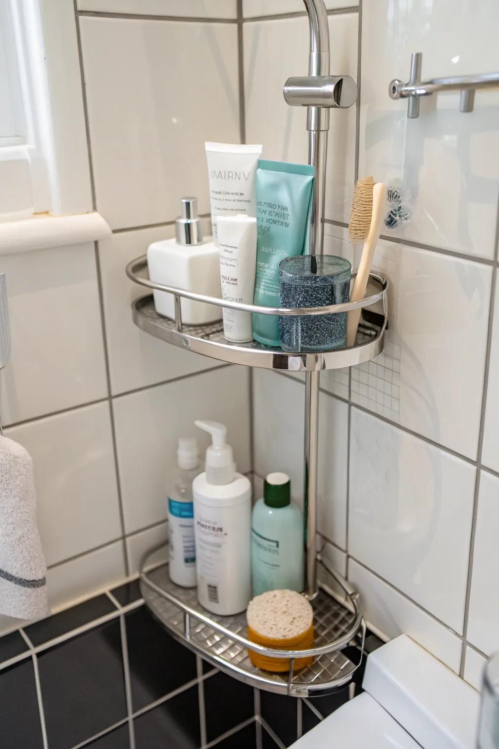 Maximize your space with a corner shower caddy, blending functionality with style.