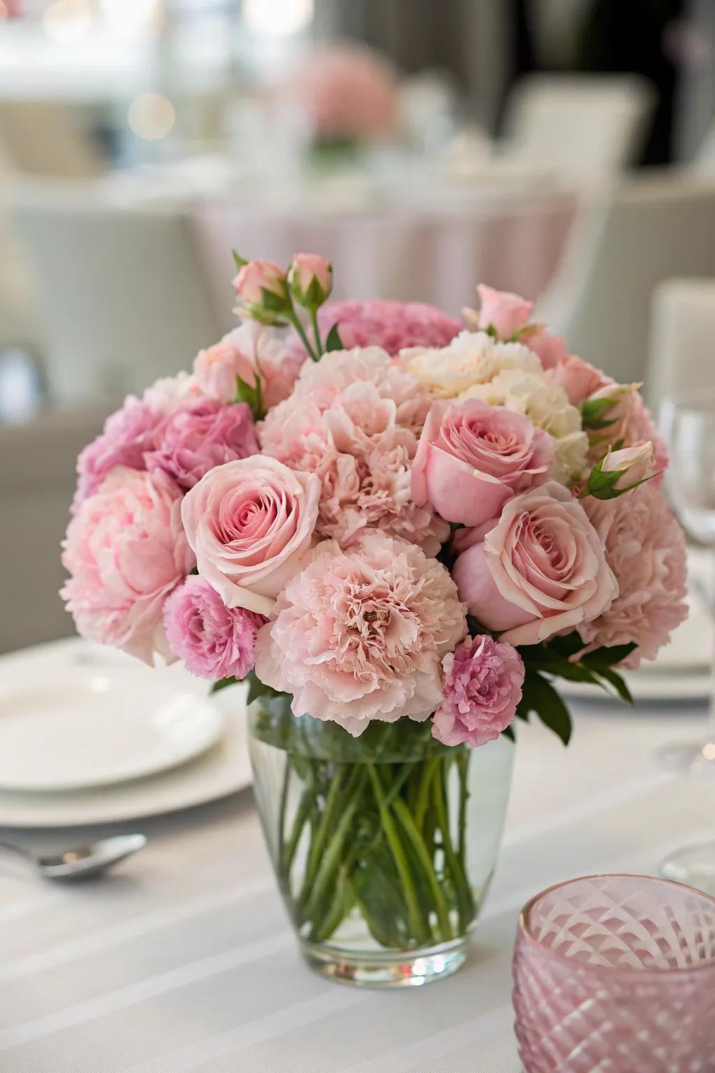 A subtle dance of pink shades creates a unified aesthetic.
