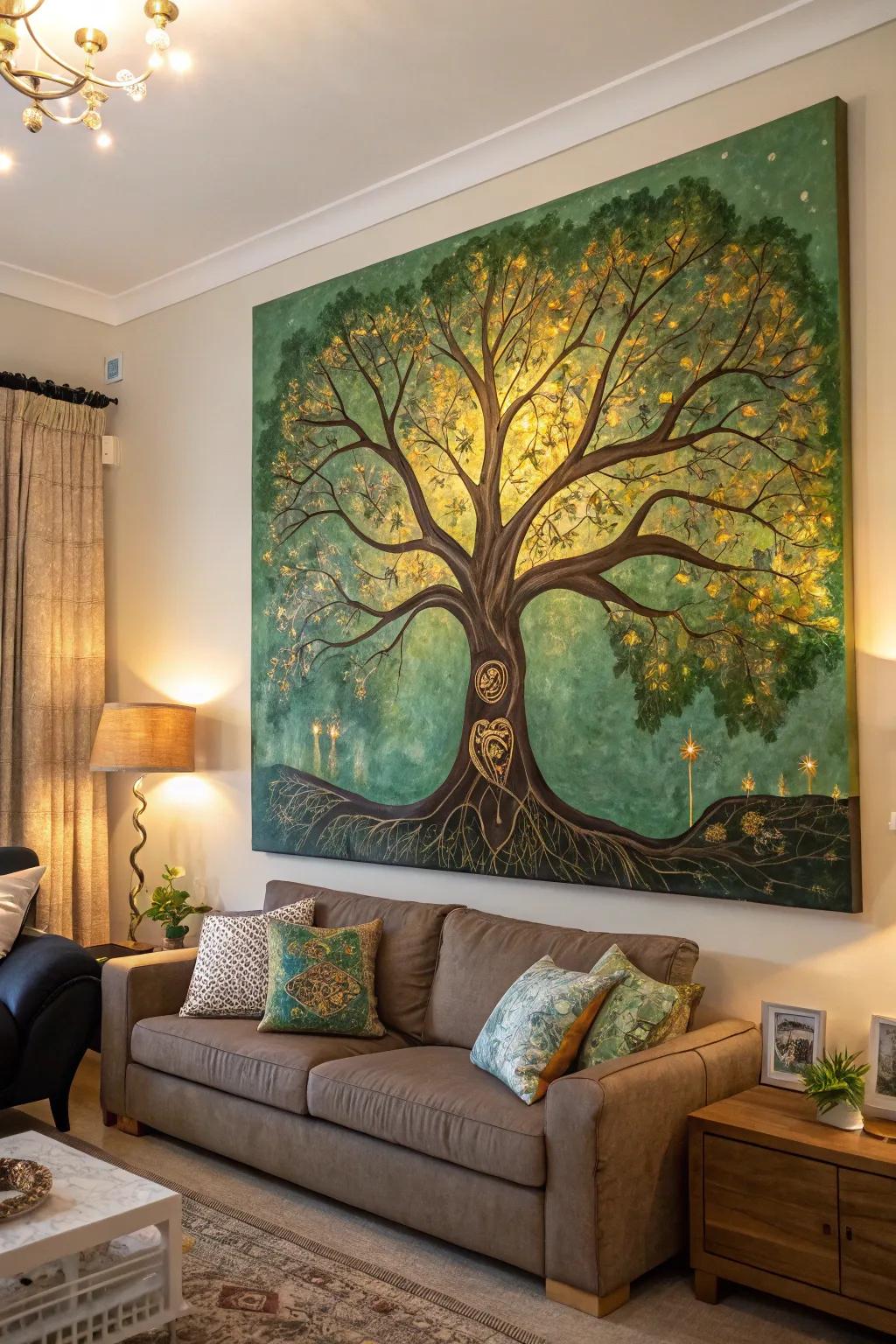 A Sacred Tree art piece merges nature and spirituality in your environment.