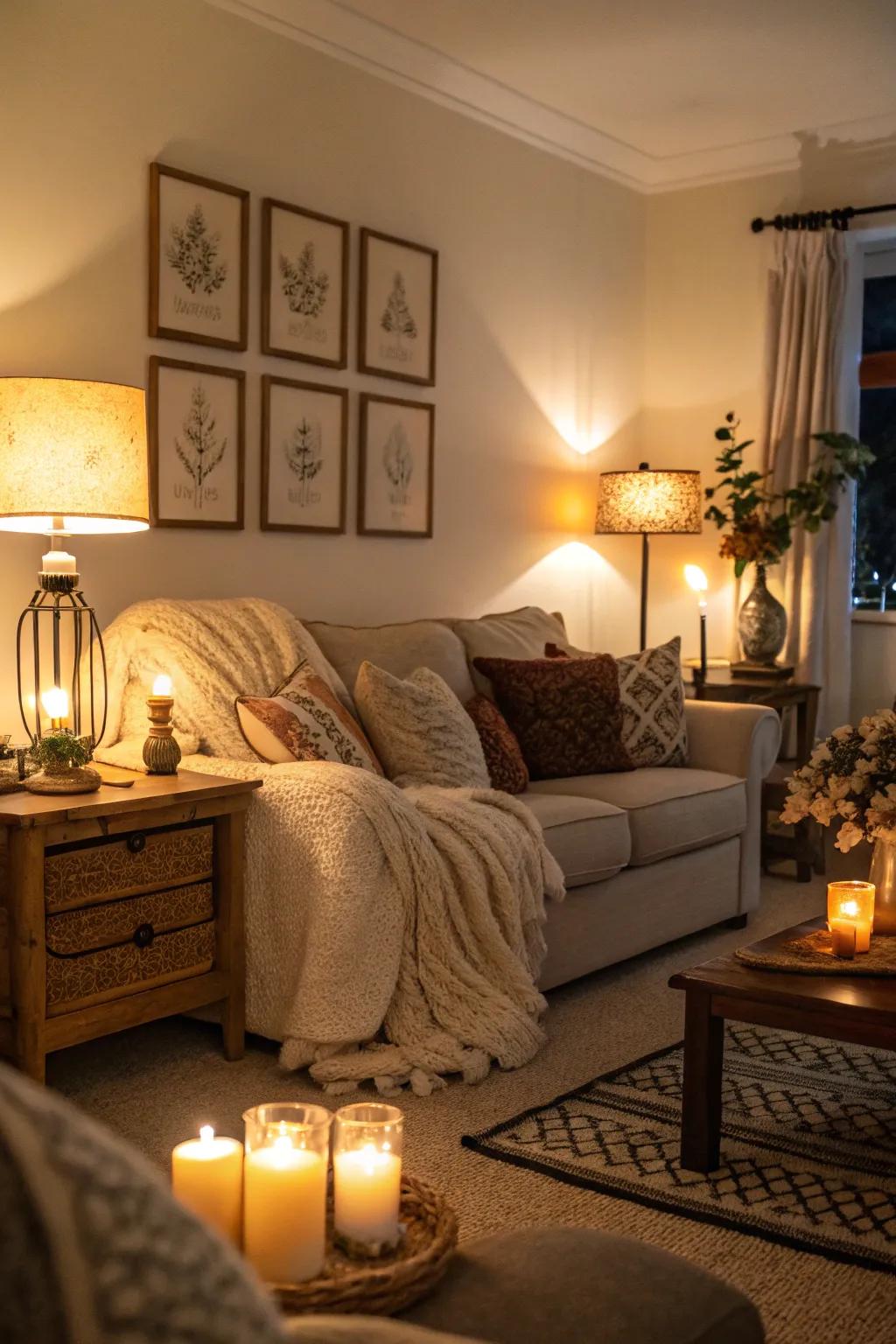 Warm lighting transforms any space into a cozy retreat.