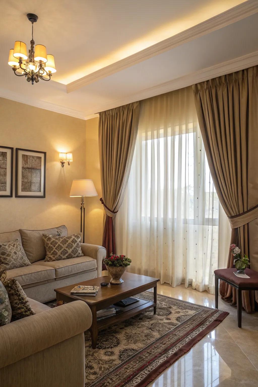 Curtains that blend with wall colors for a seamless look.