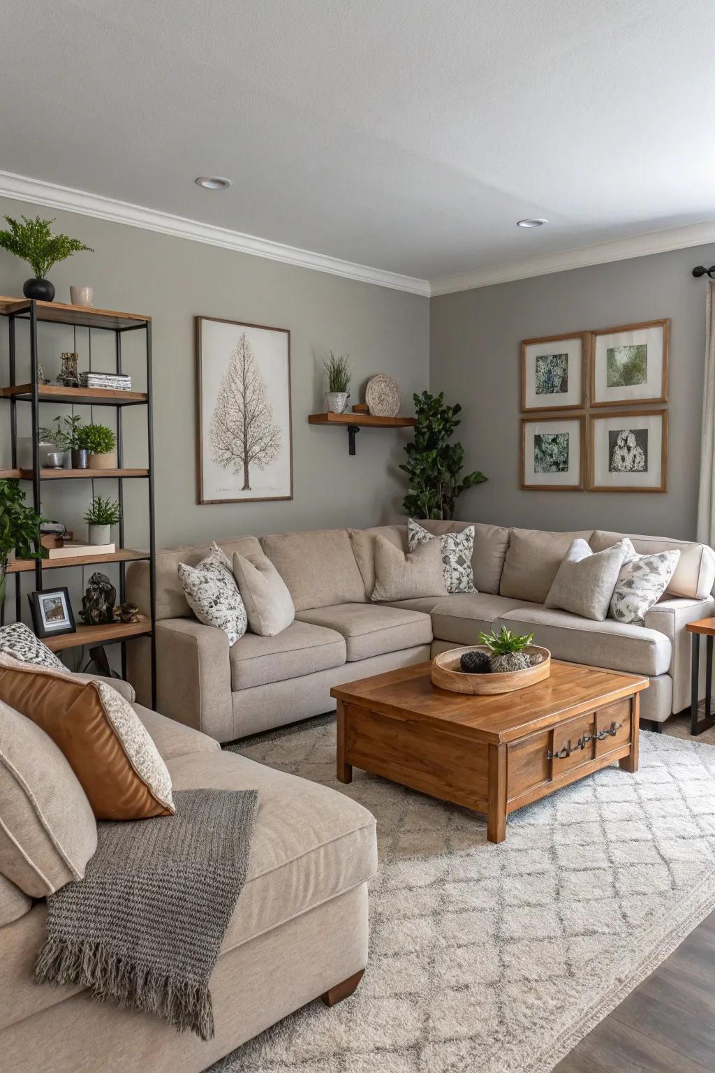 A serene living room embracing a neutral color palette with elegant decor.