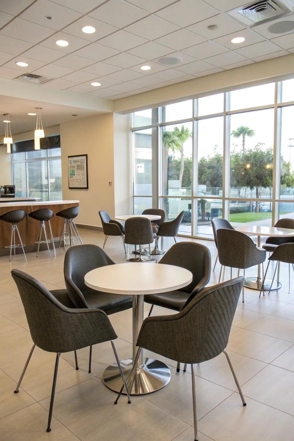 Elegant furniture enhances the ambiance of the relaxation area.
