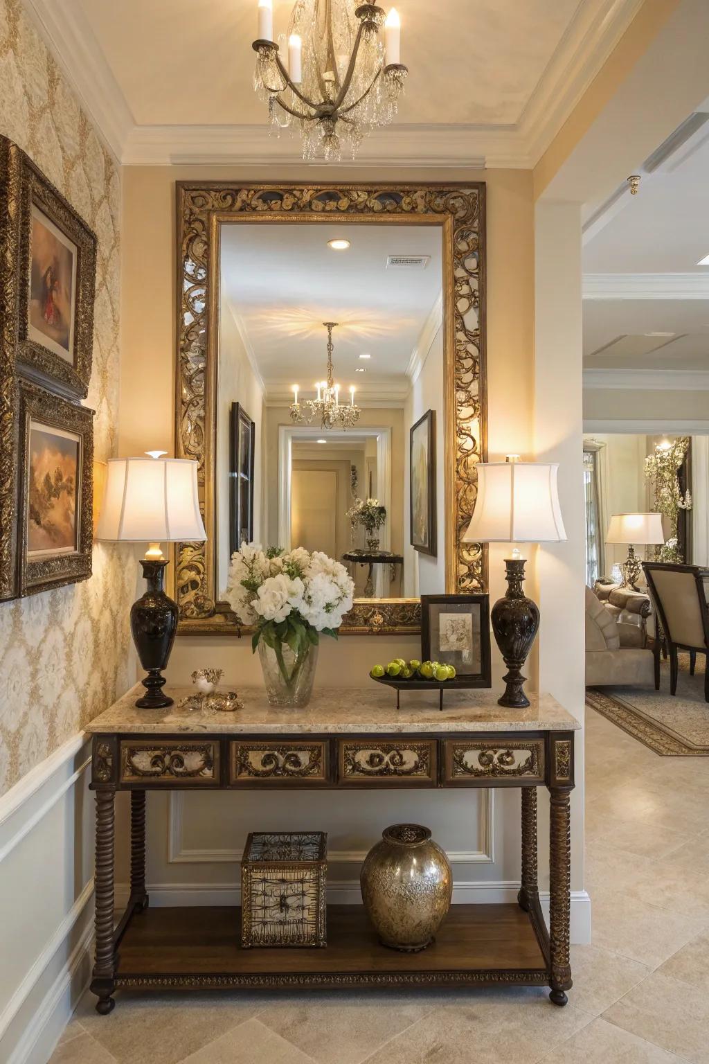 Mirrors add a touch of elegance and make spaces feel larger.