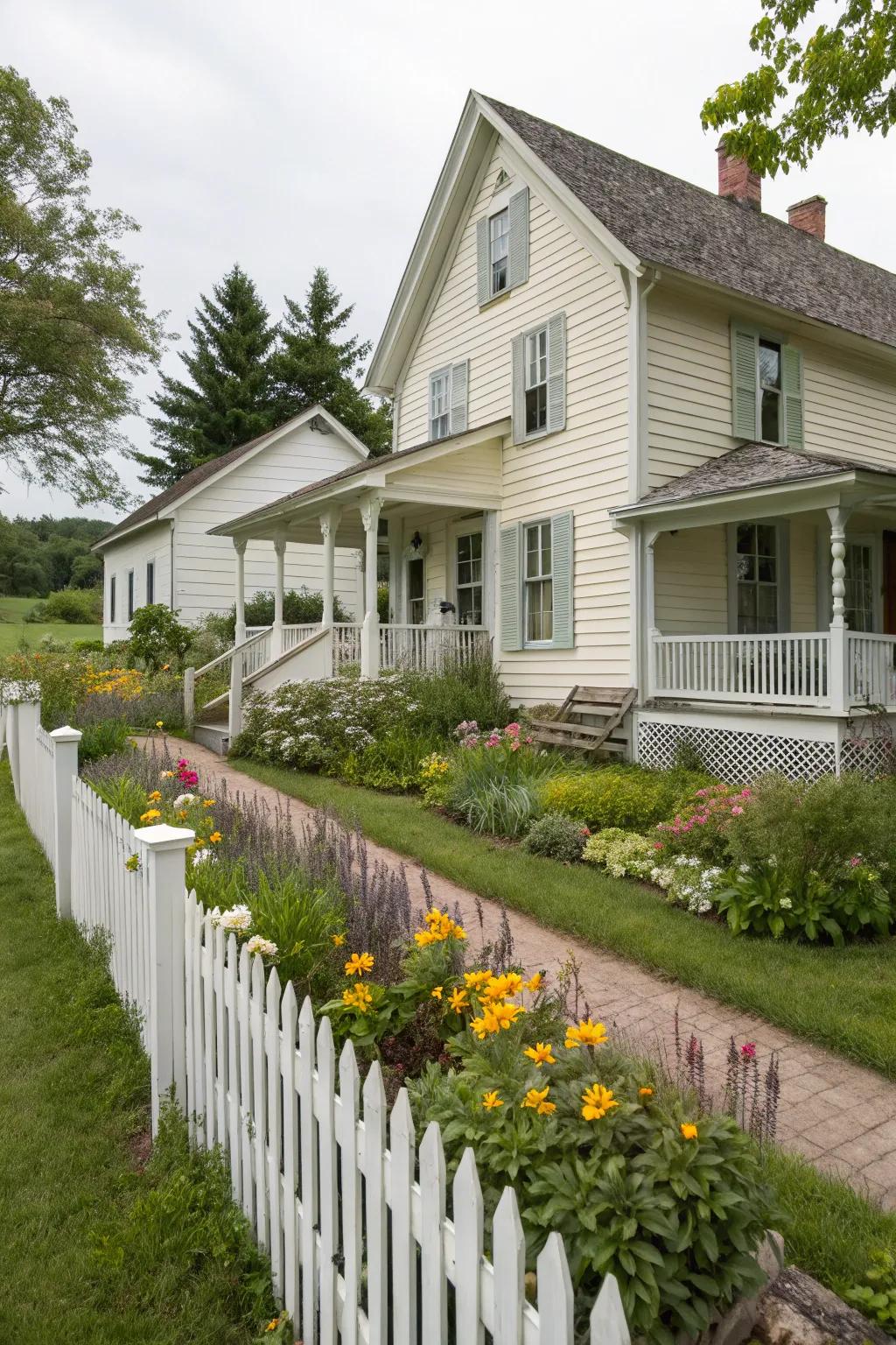 Classic white farmhouse with a touch of cream for added warmth.