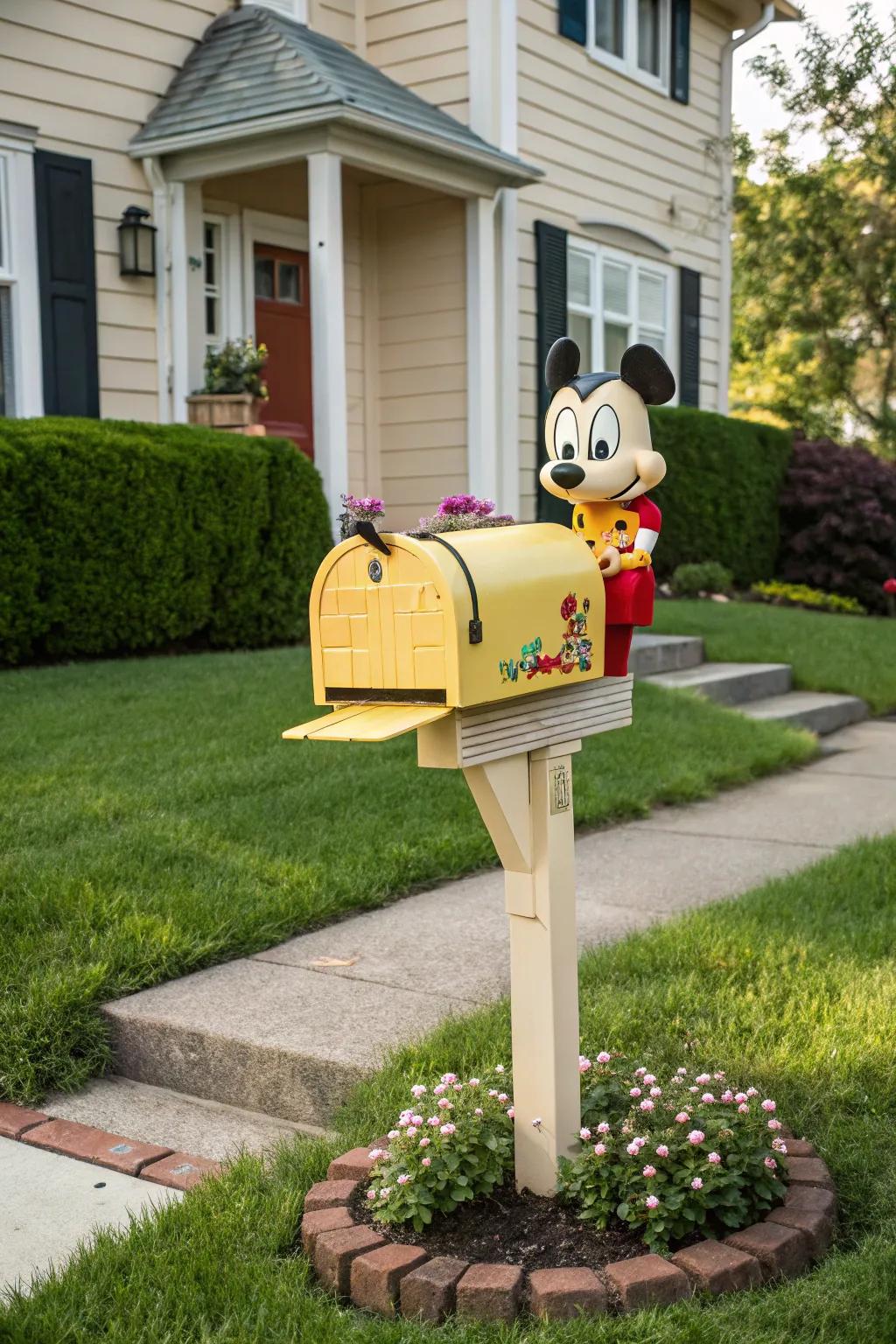 A playful mailbox inspired by a well-loved cartoon character.