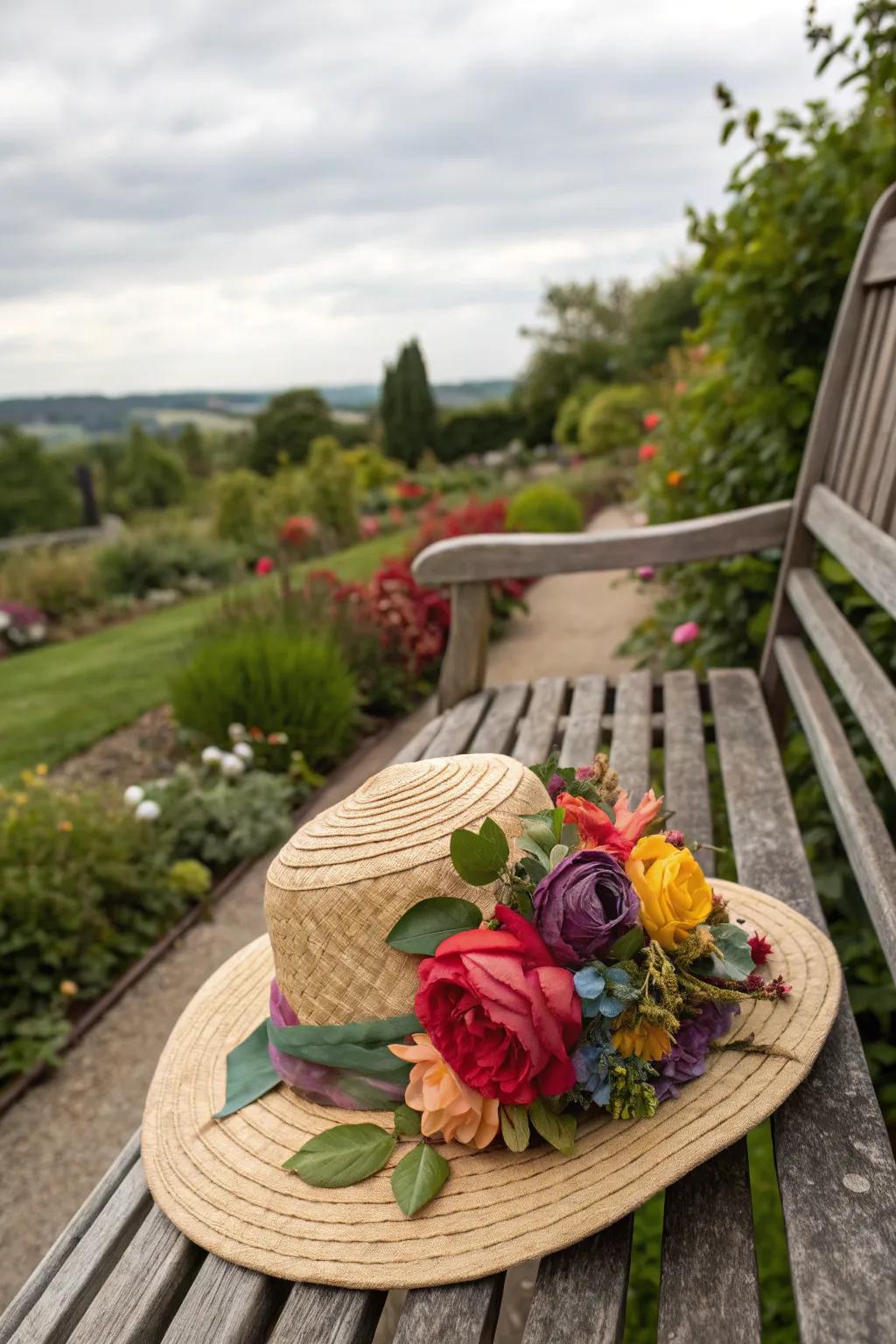 A botanical beauty hat bringing garden splendor to your outfit.