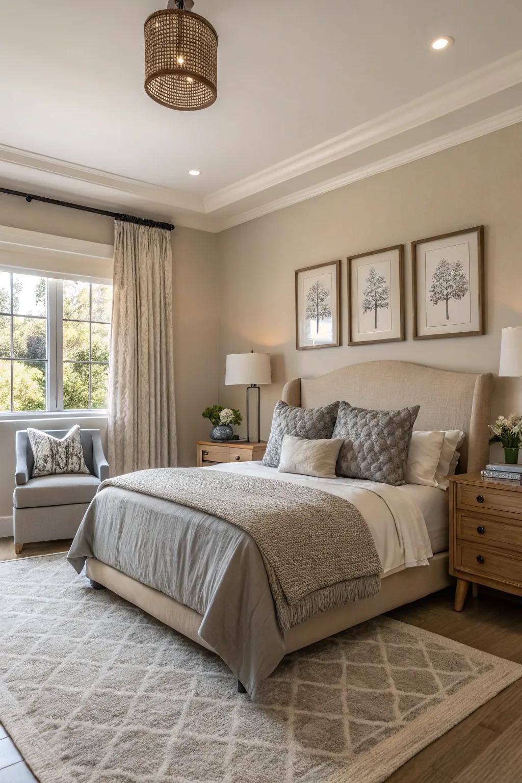 Calming colors help to create an inviting atmosphere.