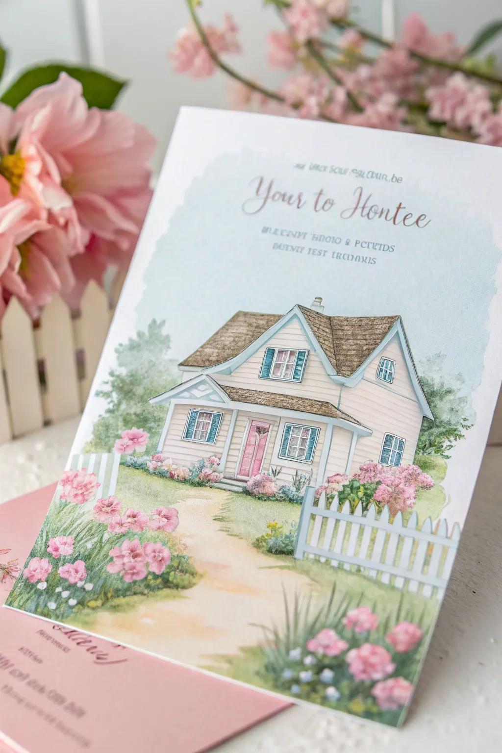 An illustrated house design sets a warm tone for your invitation.