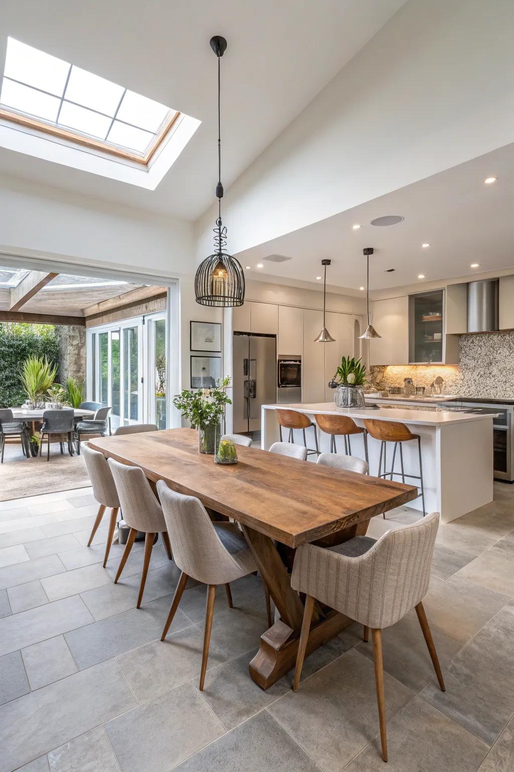 A kitchen and dining space that encourages interaction and warmth.