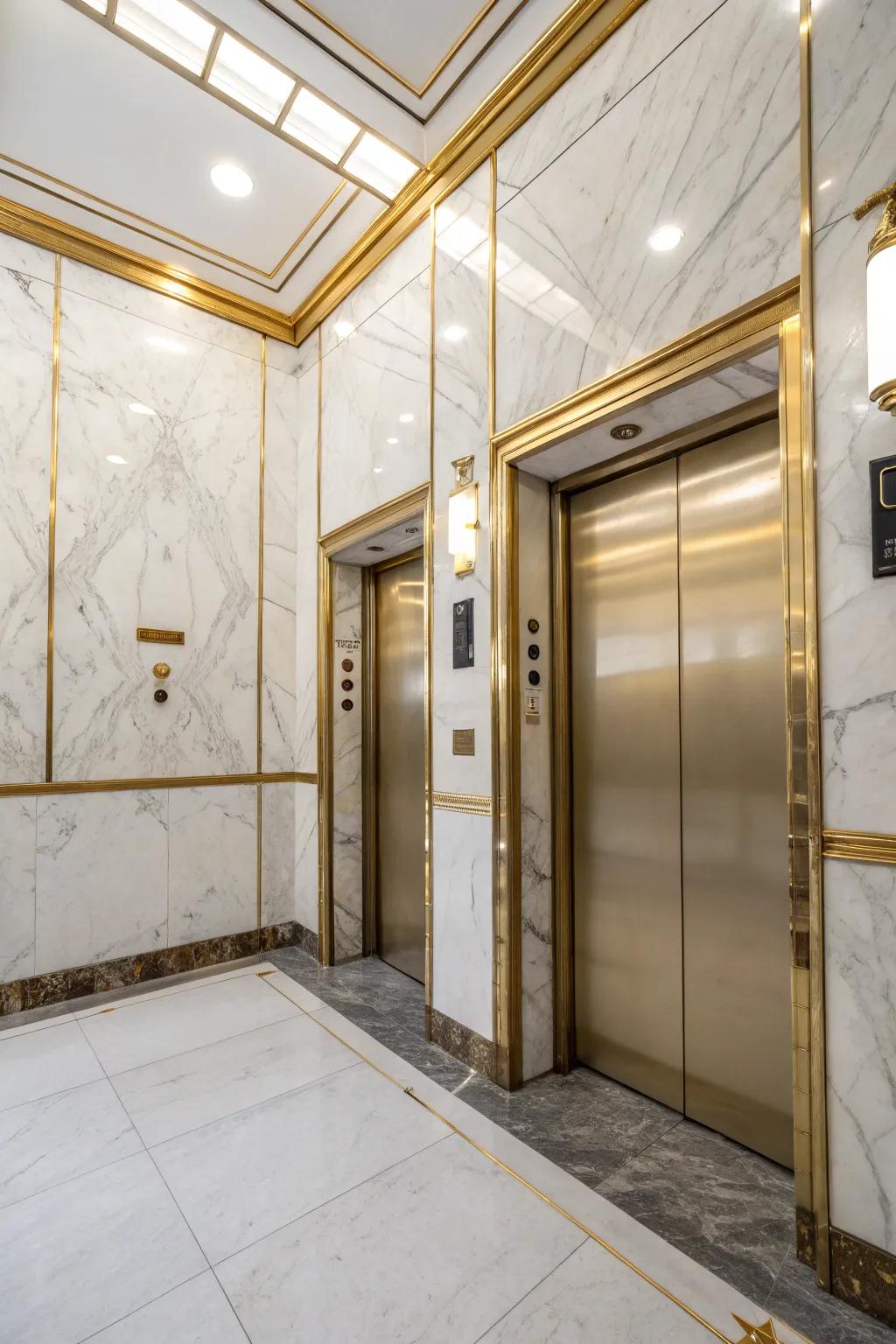 A modern elevator design showcasing the timeless elegance of marble.