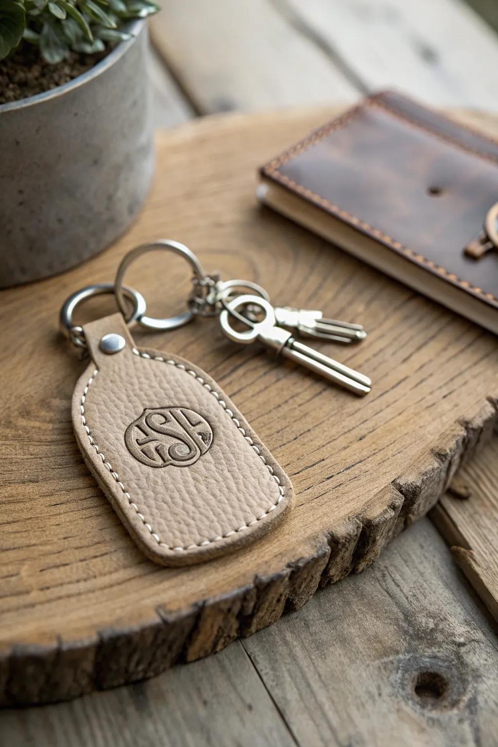 A personalized keyring adds a touch of elegance to everyday essentials.