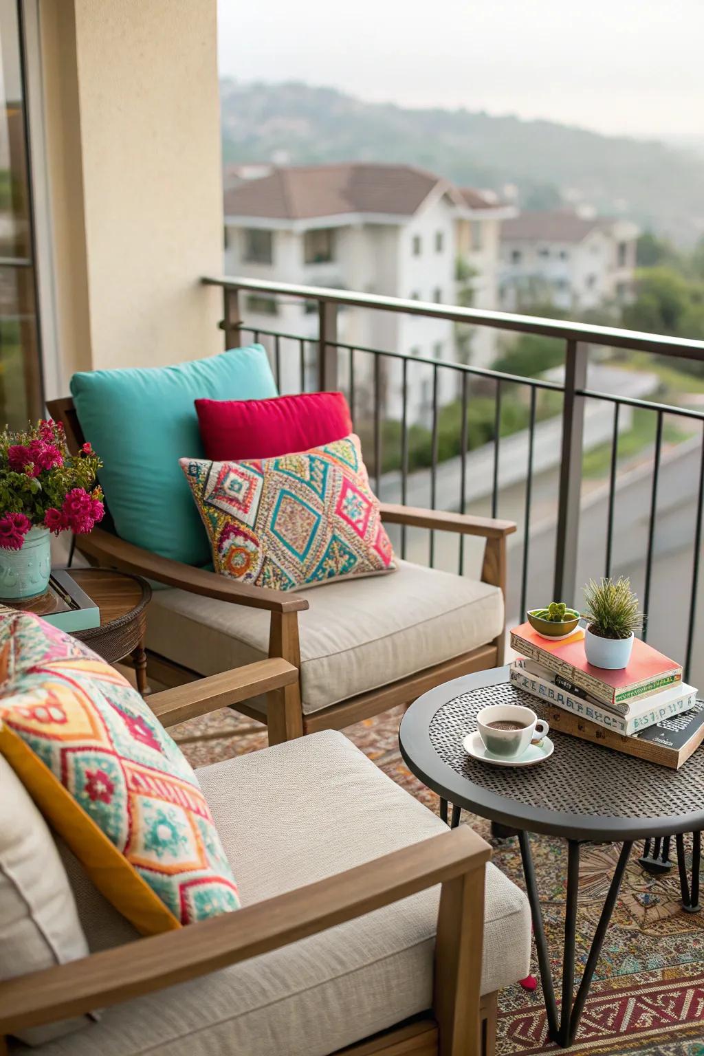 Forge a cozy sanctuary with comfortable seating and pops of color.