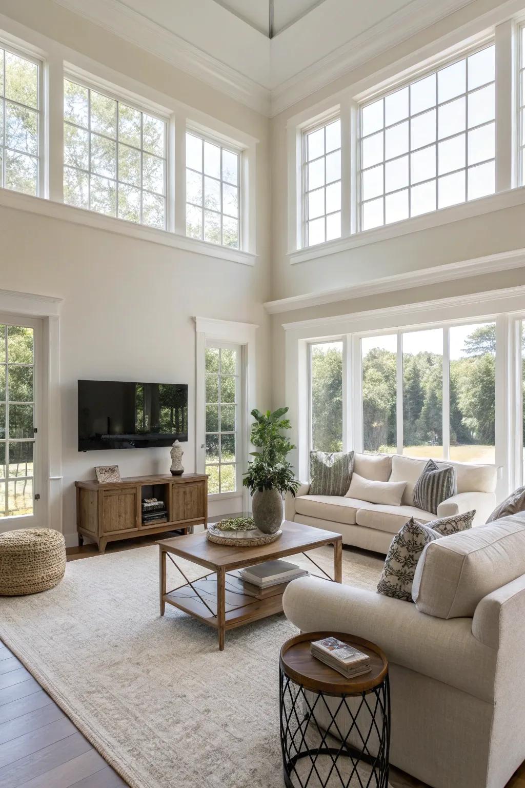 An open-plan living room that embodies the concept of space and light.