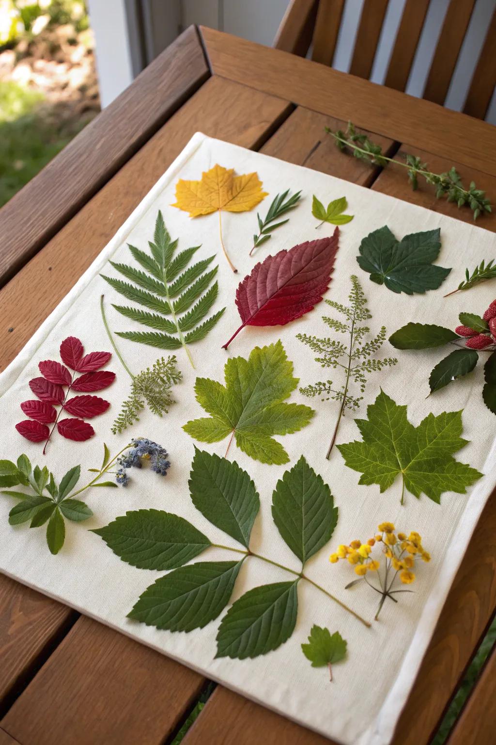 A beautiful collage using a variety of leaves and plants.