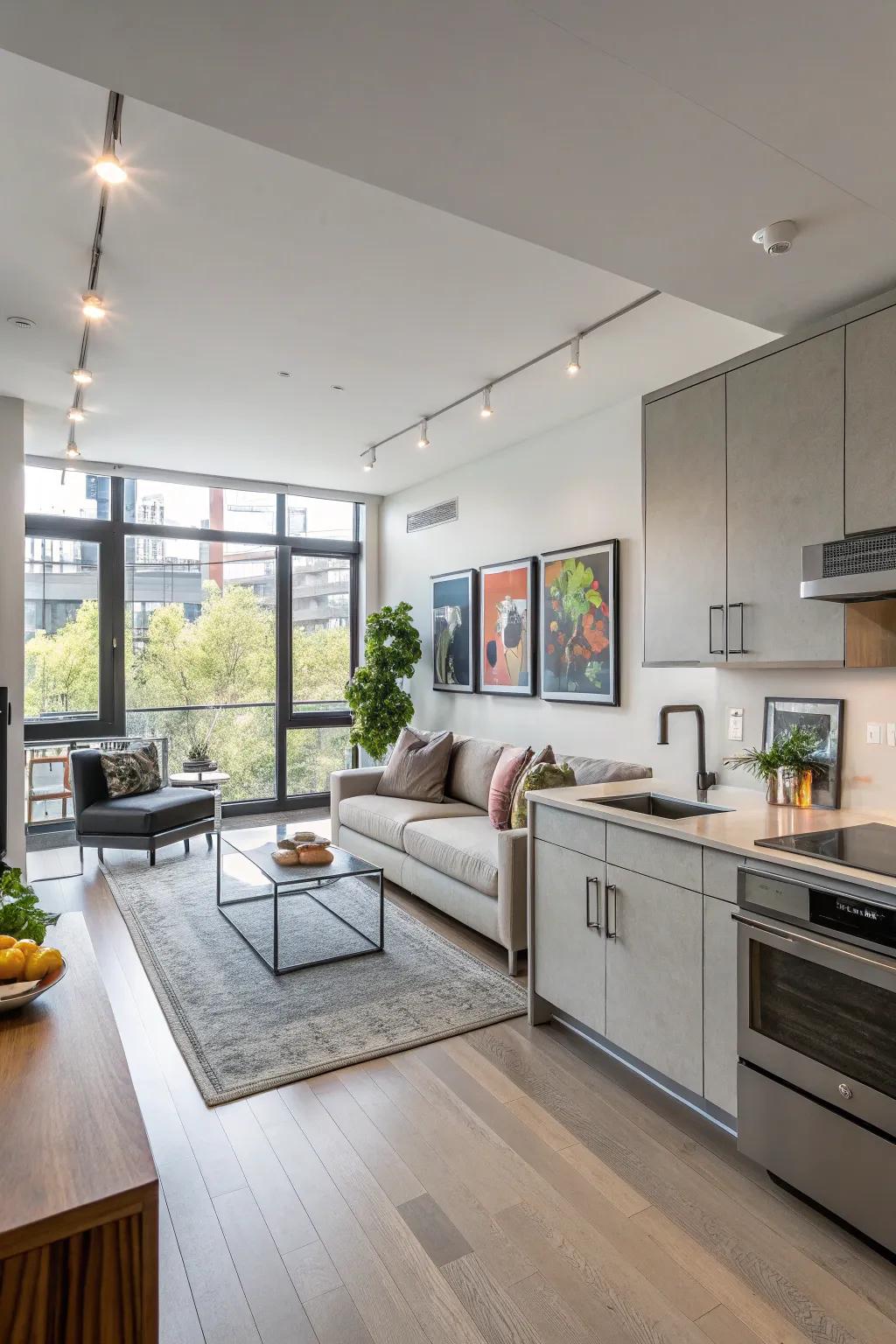 An open-layout kitchen that flows into the living area.