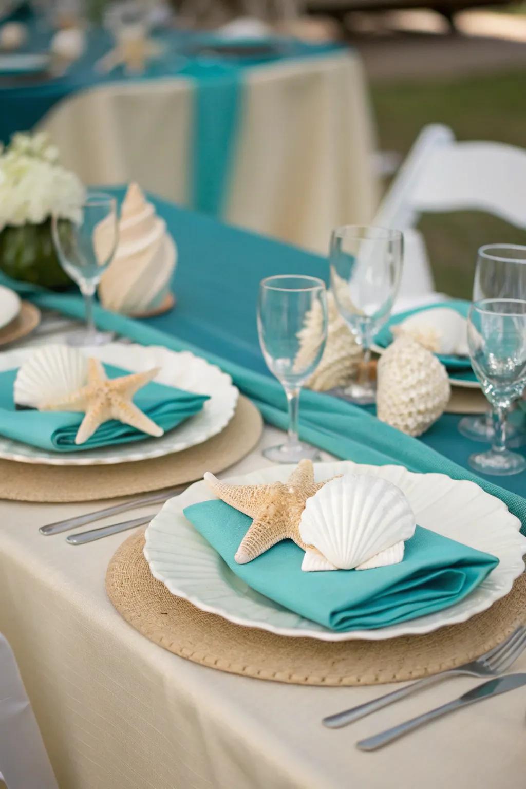 A beautiful table setting that captures the essence of a seaside escape.