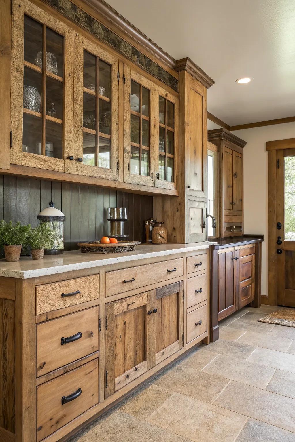 Classic wooden cabinets impart coziness and individuality to the cooking space.