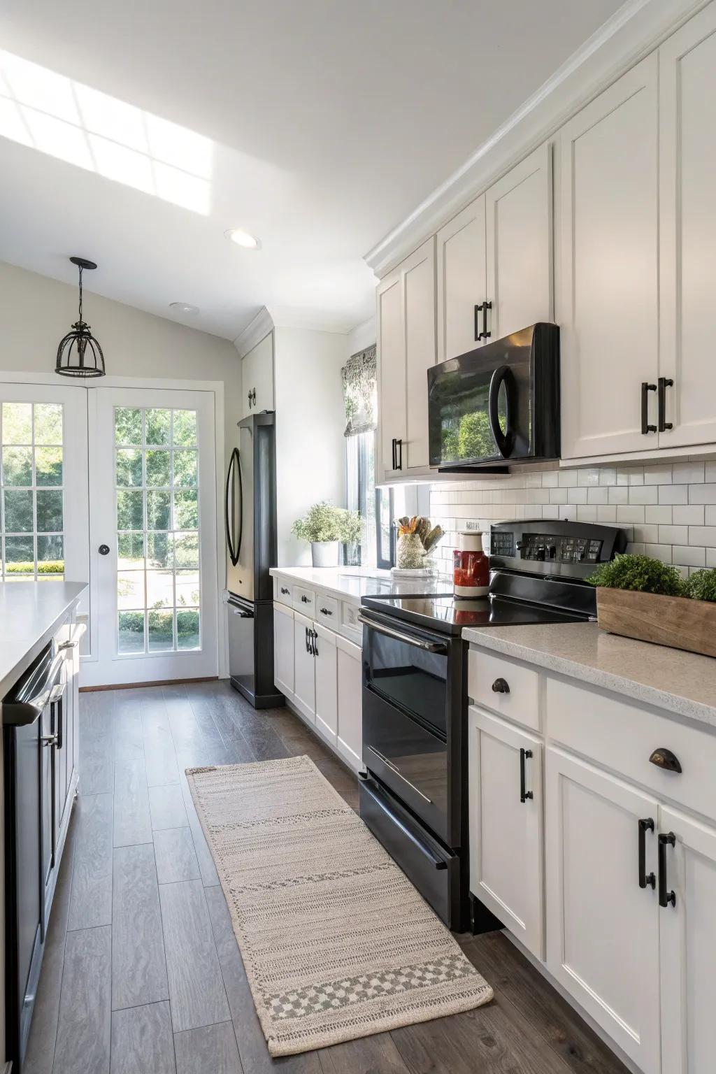 A classic black and white kitchen that never goes out of style.