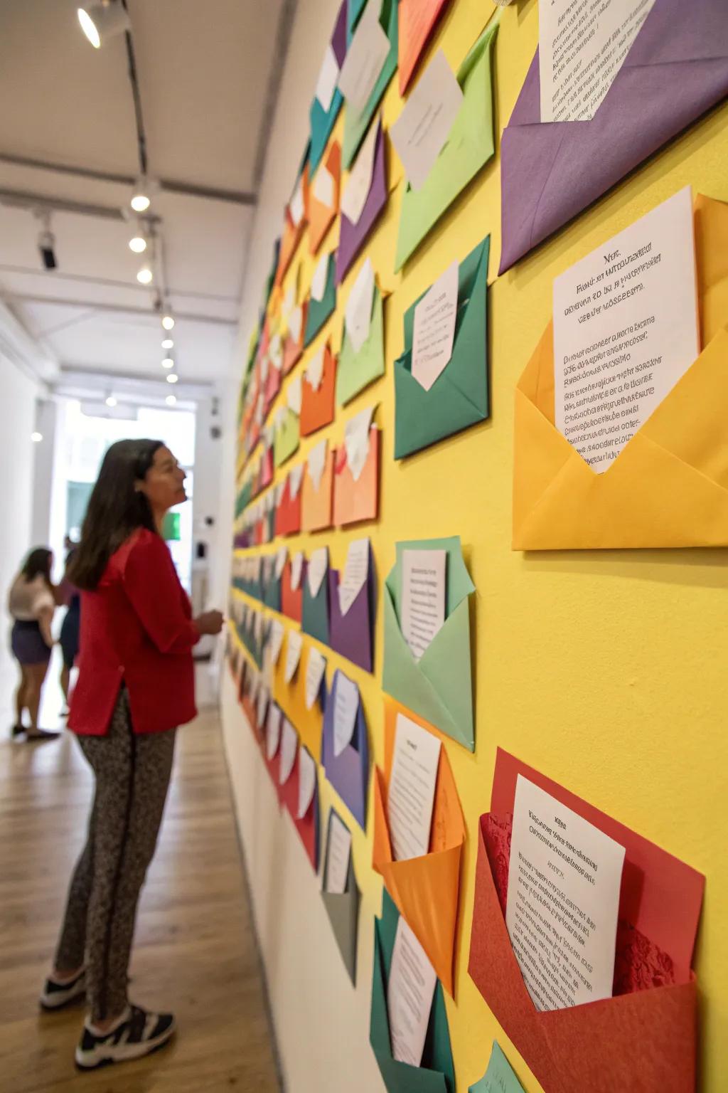 Turn your wall into a whimsical poetry experience with colorful poem pockets.