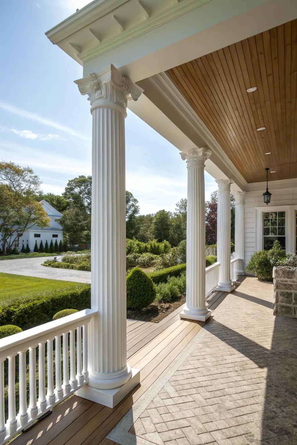 Elegant column wraps add classic charm to any porch.