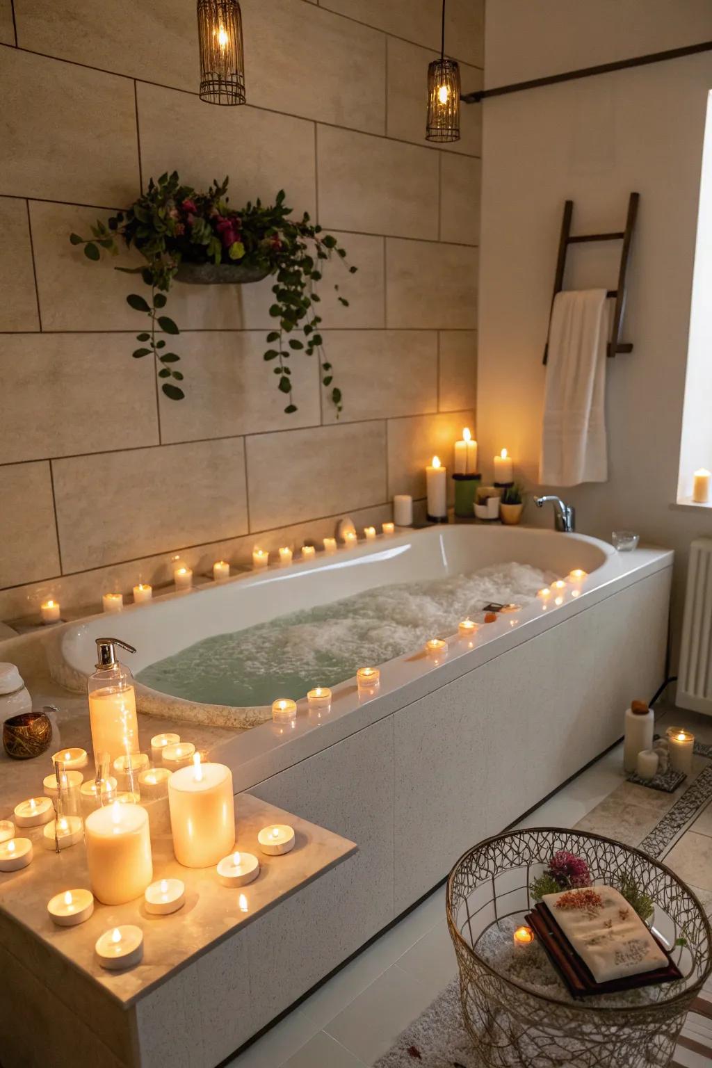 Candles transform your bathroom into a warm and inviting sanctuary.