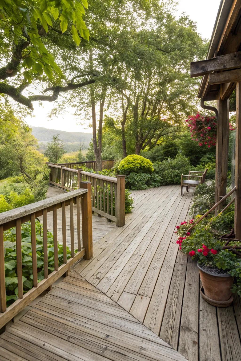 Upcycled wood brings genuine beauty to this country-style veranda.