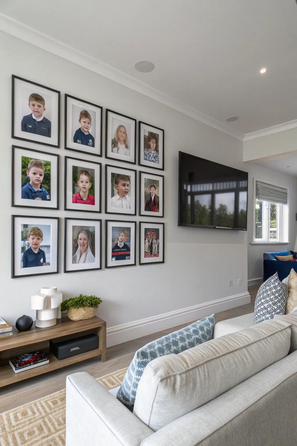 A gallery wall showcasing the passage of time.