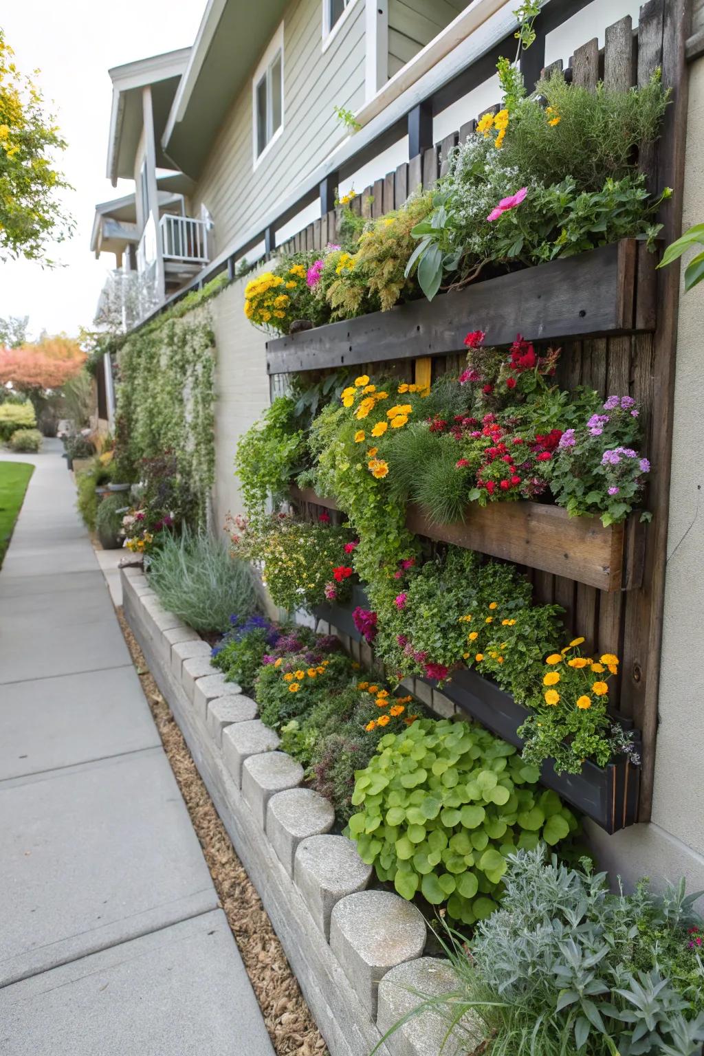 Maximize space with a vibrant vertical garden.