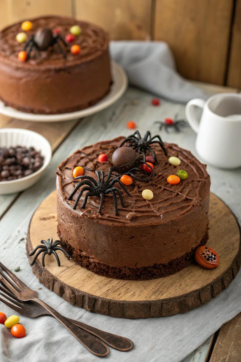 The classic chocolate spider cake, a timeless favorite.