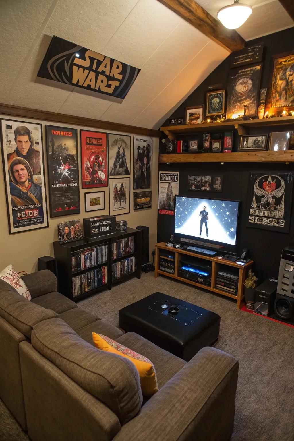 A Star Wars-themed man cave that packs a punch in a small space.