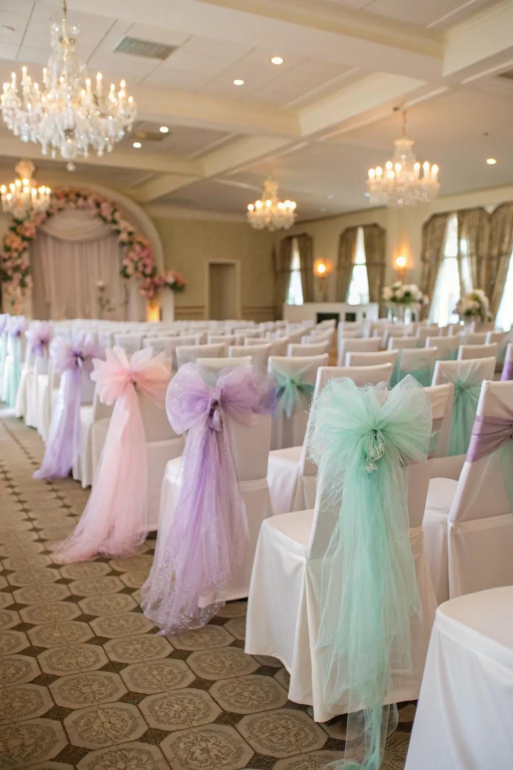 Enhance your seating with charming tulle bows.