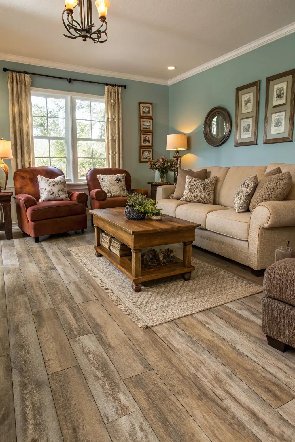 Achieve the warmth of hardwood with the practicality of vinyl.