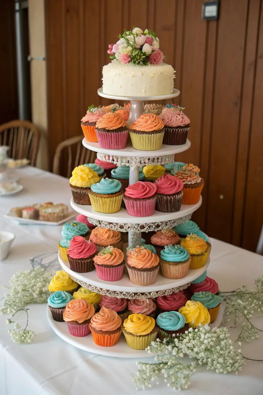 A classic cupcake tower perfect for any wedding theme.