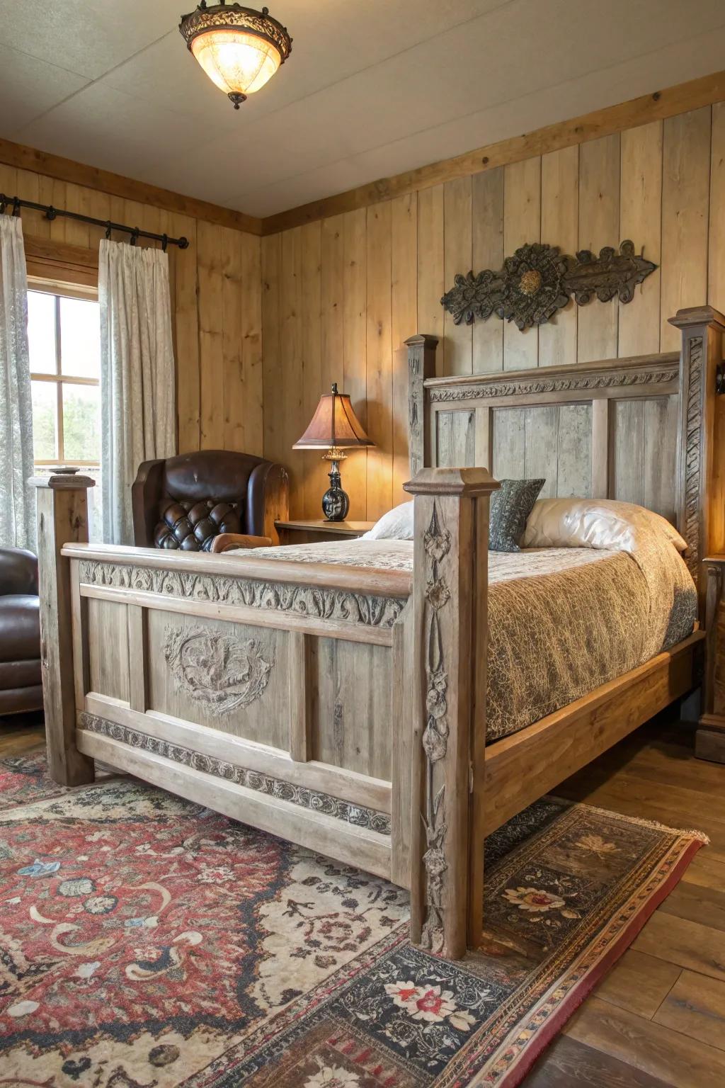 Rustic wooden furniture sets the tone for a western retreat.