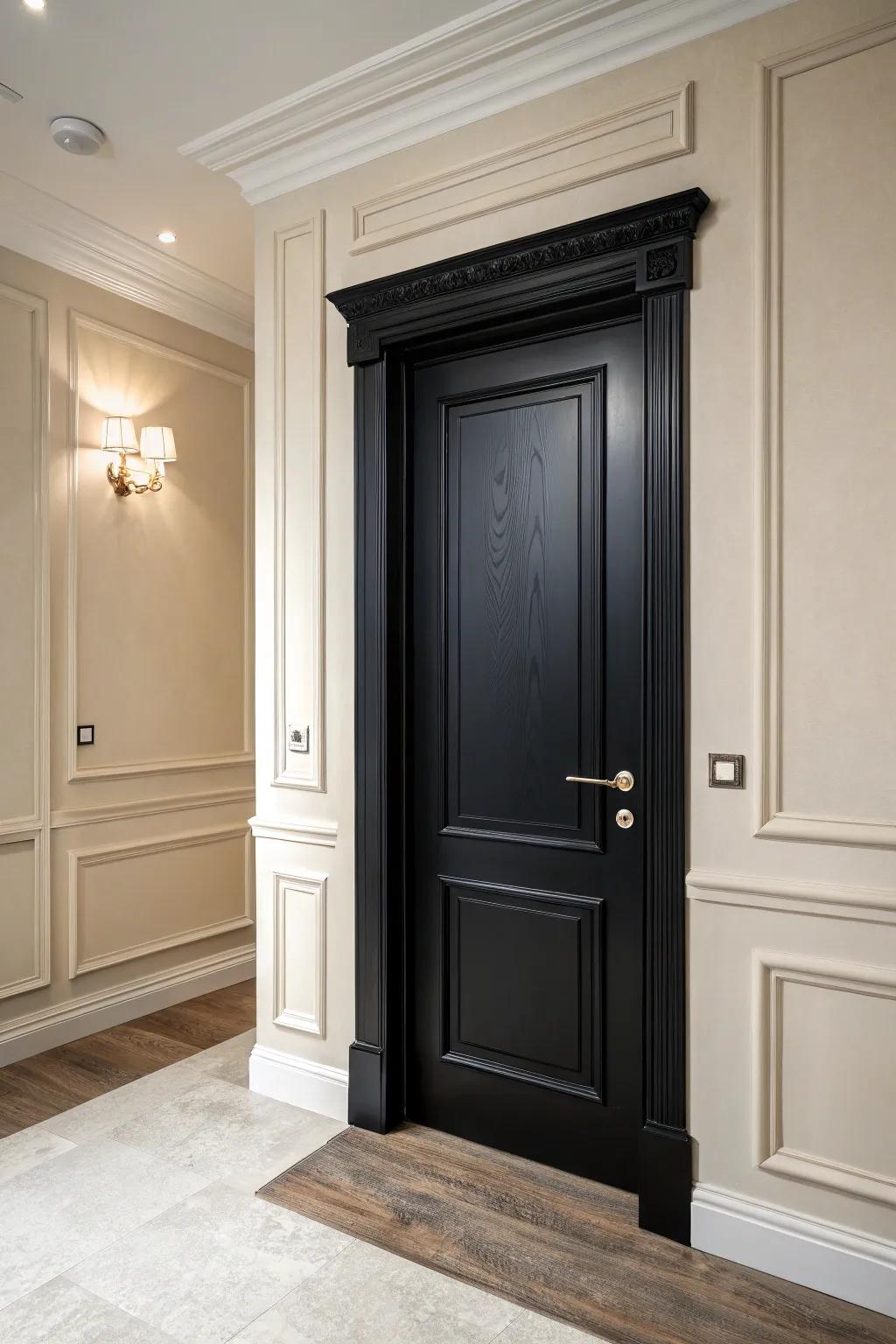 A classic black interior door adds elegance to any room.