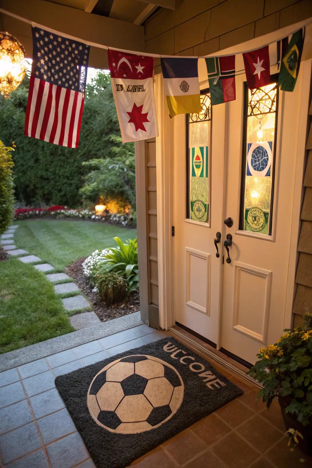 A celebratory entryway that ignites the sporting atmosphere right at the doorstep.