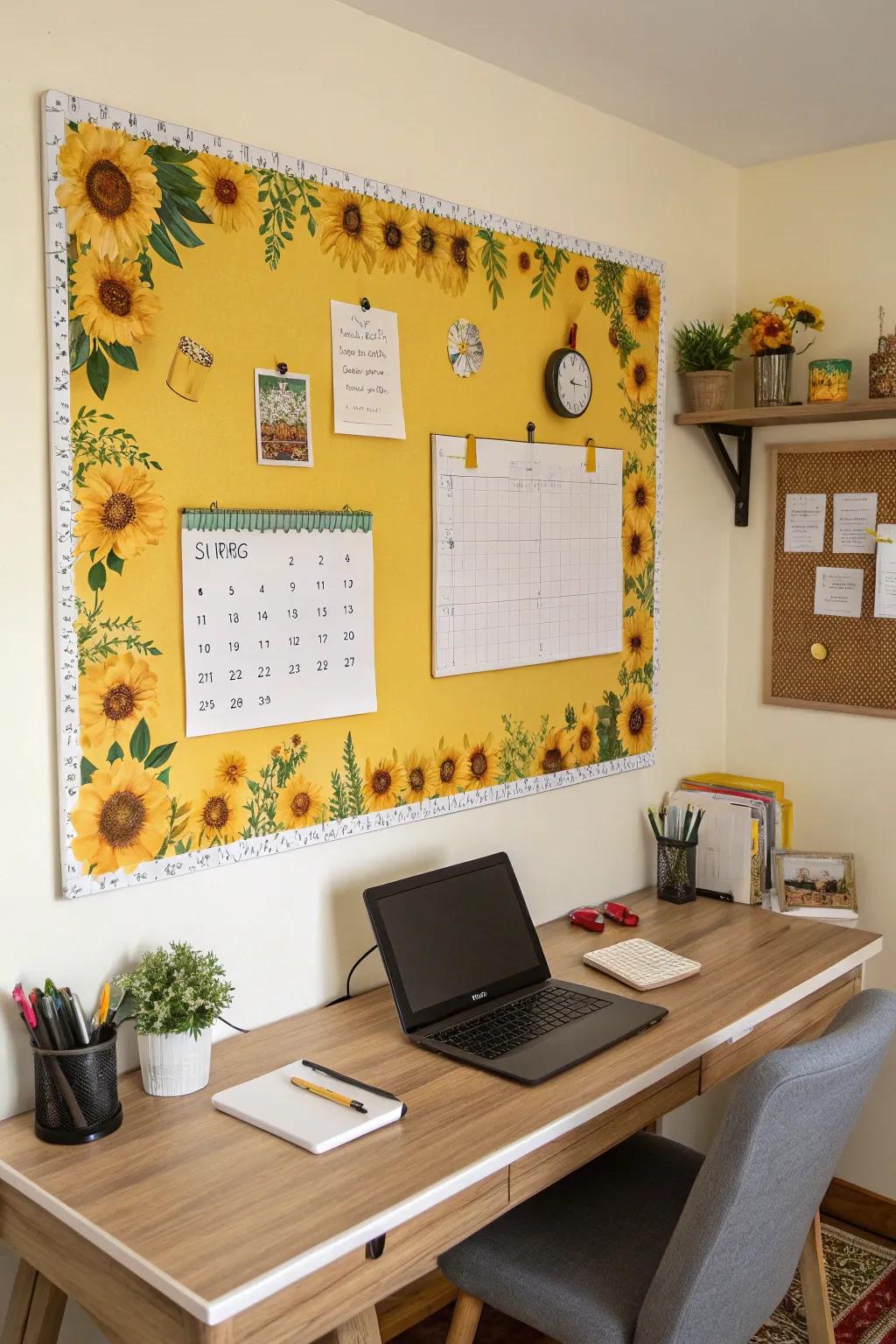 Sunflower-themed floral borders add a fresh, lively touch to any bulletin board.