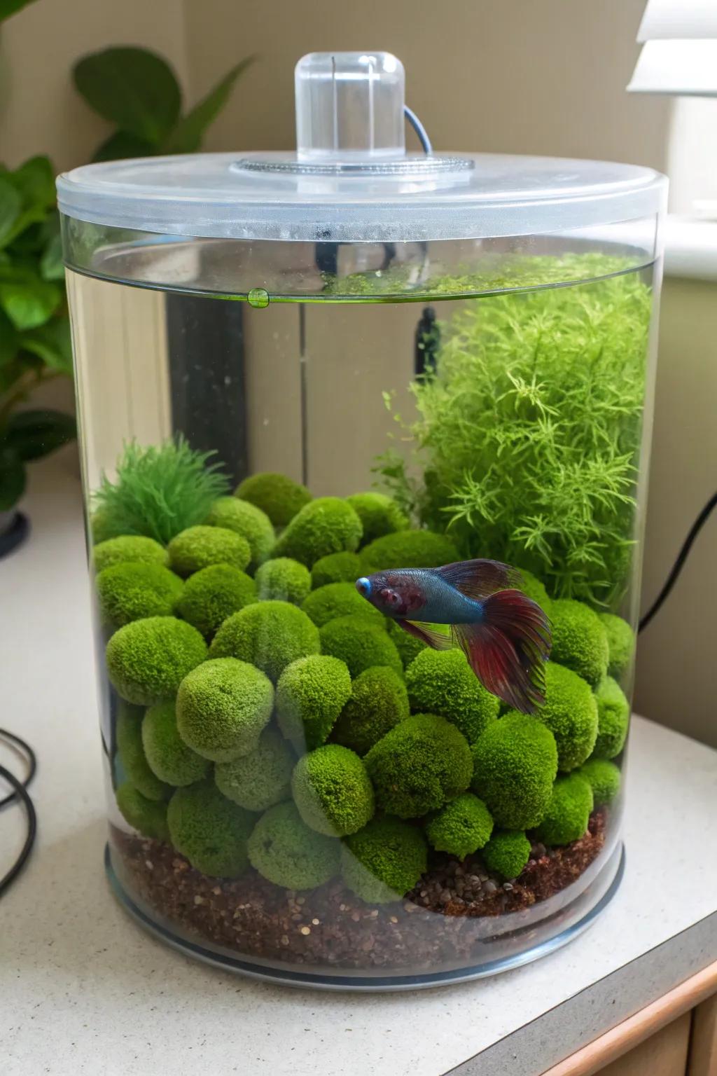 Welcome eco-conscious elements with trendy globe moss spheres.