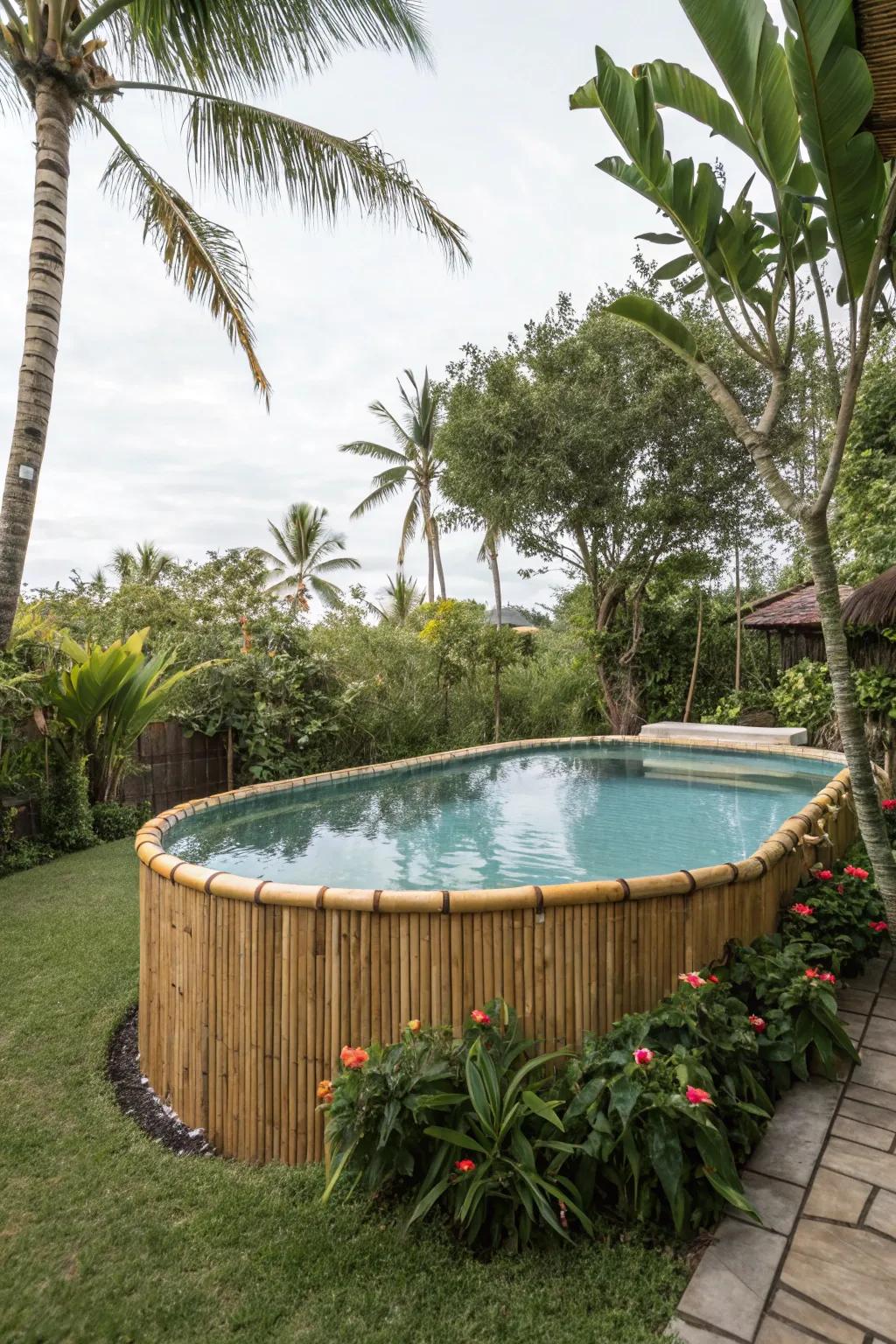 Infuse your pool area with a sustainable touch using bamboo skirting.