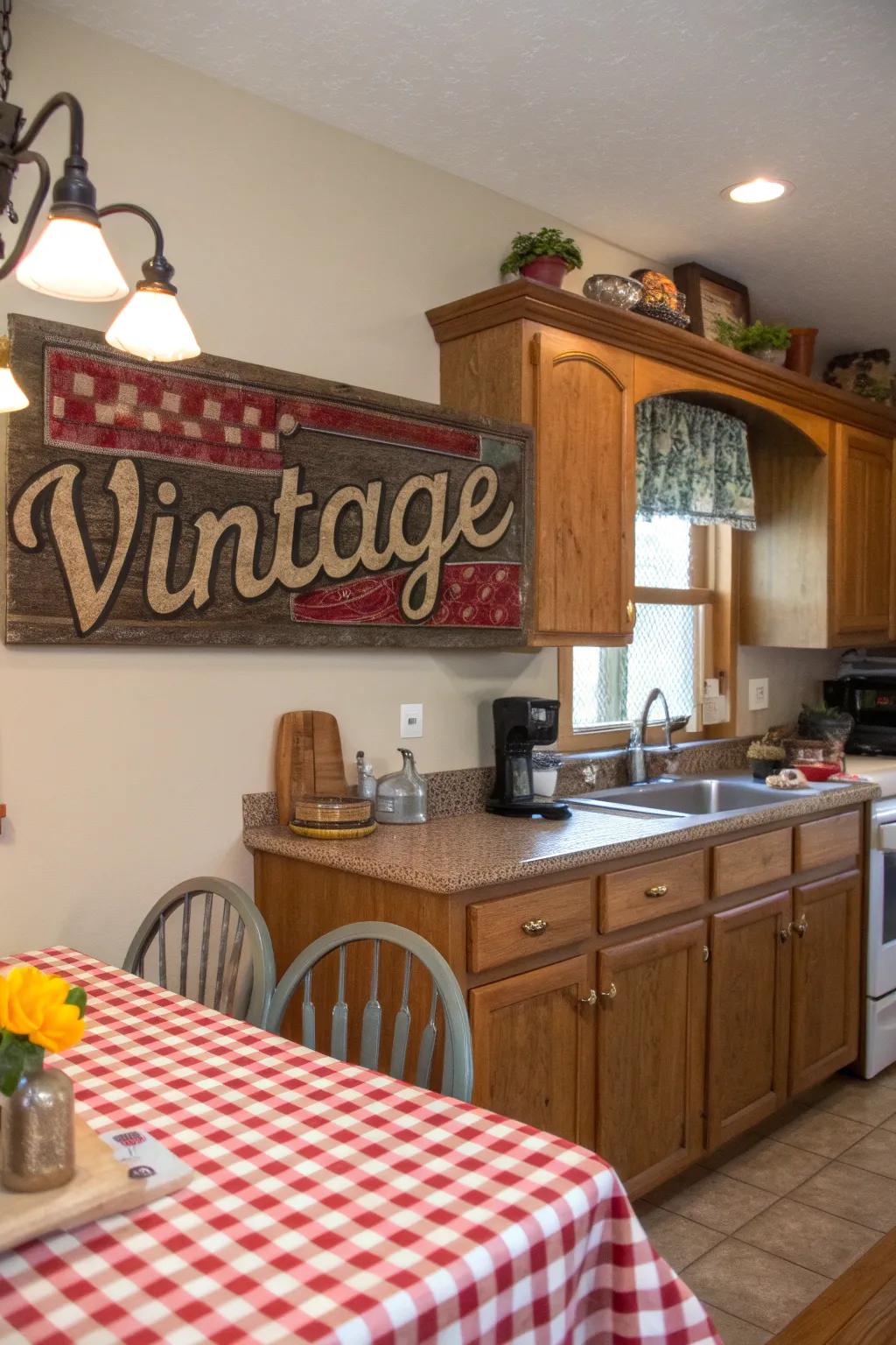 Antique signs bring casual charm to spaces.