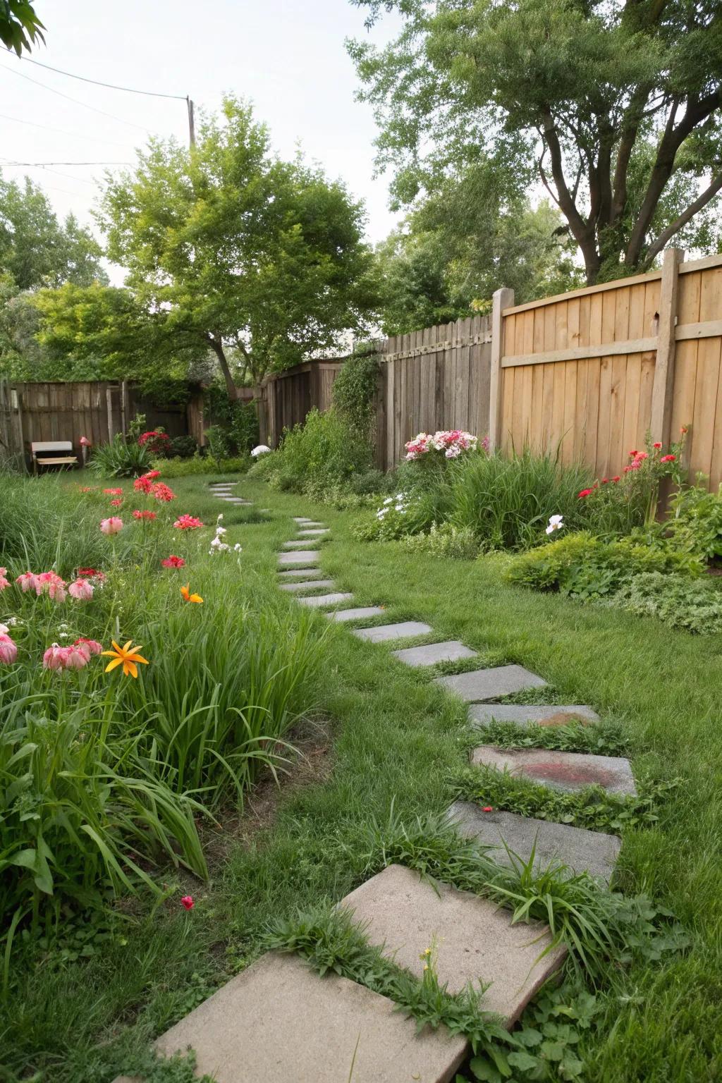 Stepping stones create inviting pathways through your easement.