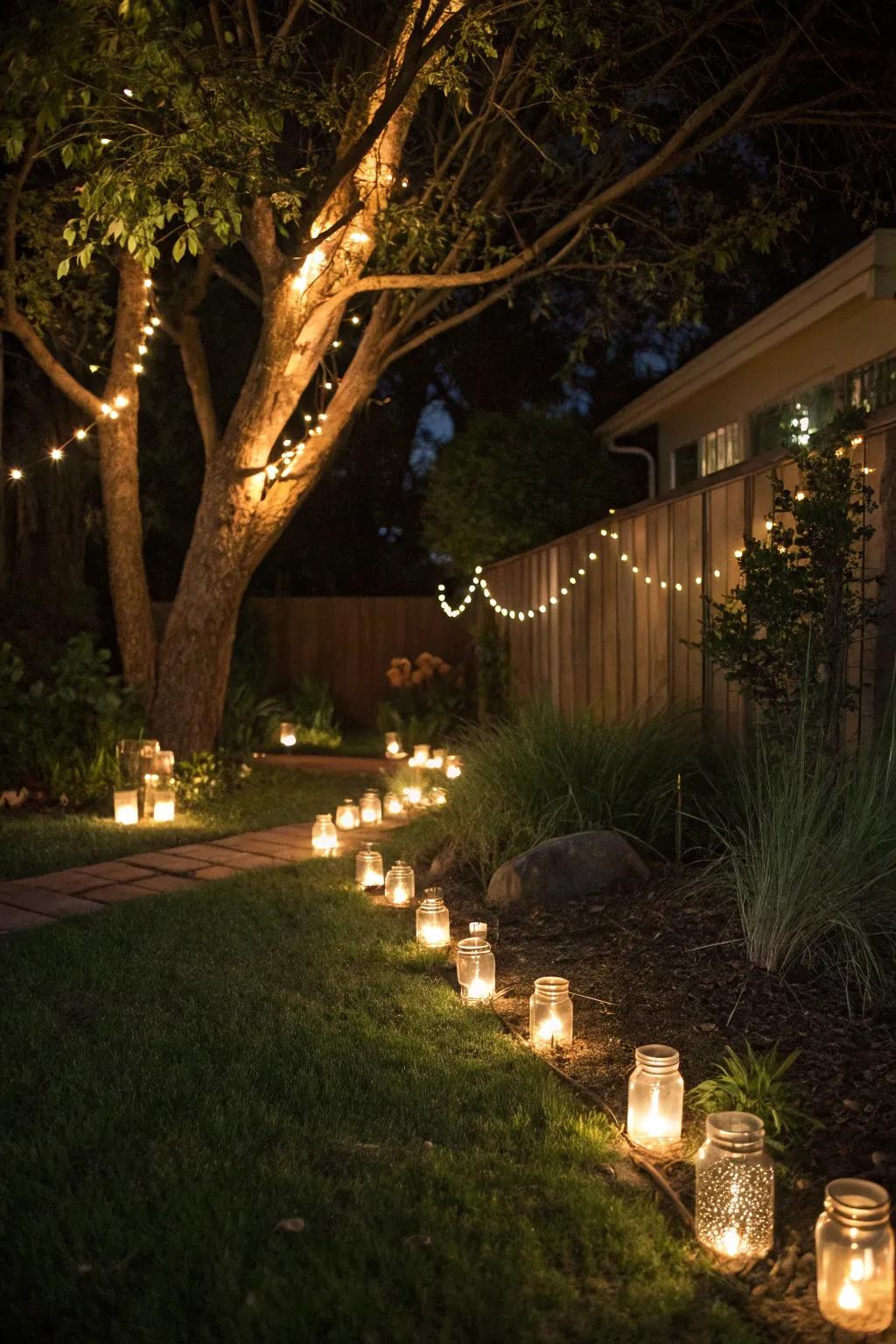 Glass container lamps bring an enchanting and whimsical feel.