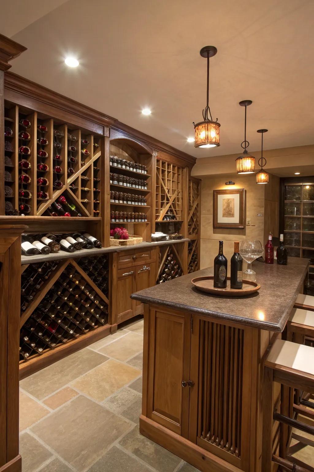 A sophisticated wine cellar perfect for connoisseurs.