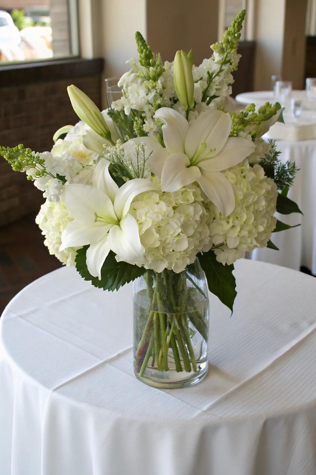 Ivory bouquets radiate purity and calm.