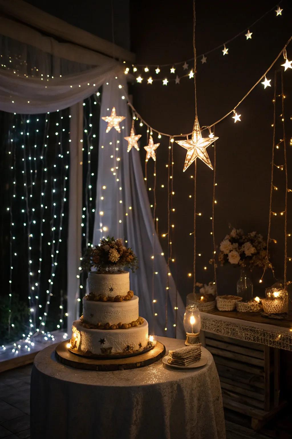 A starry night setup brings a magical touch to your cake smash.