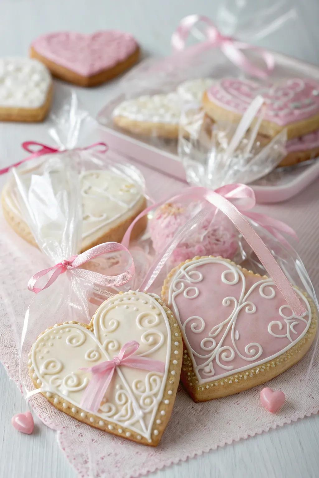 Heart-shaped cookies are a delicious and delightful wedding favor.